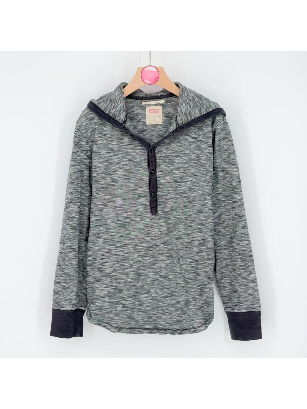 Levi's Men's Slim Fit Quarter Button Pullover Hoodie Gray Men's Size Medium